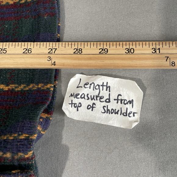 Vintage Shacket Size Large Plaid Sweater Shirt Dark Academia Poet Baggy Rugby - Picture 9 of 9